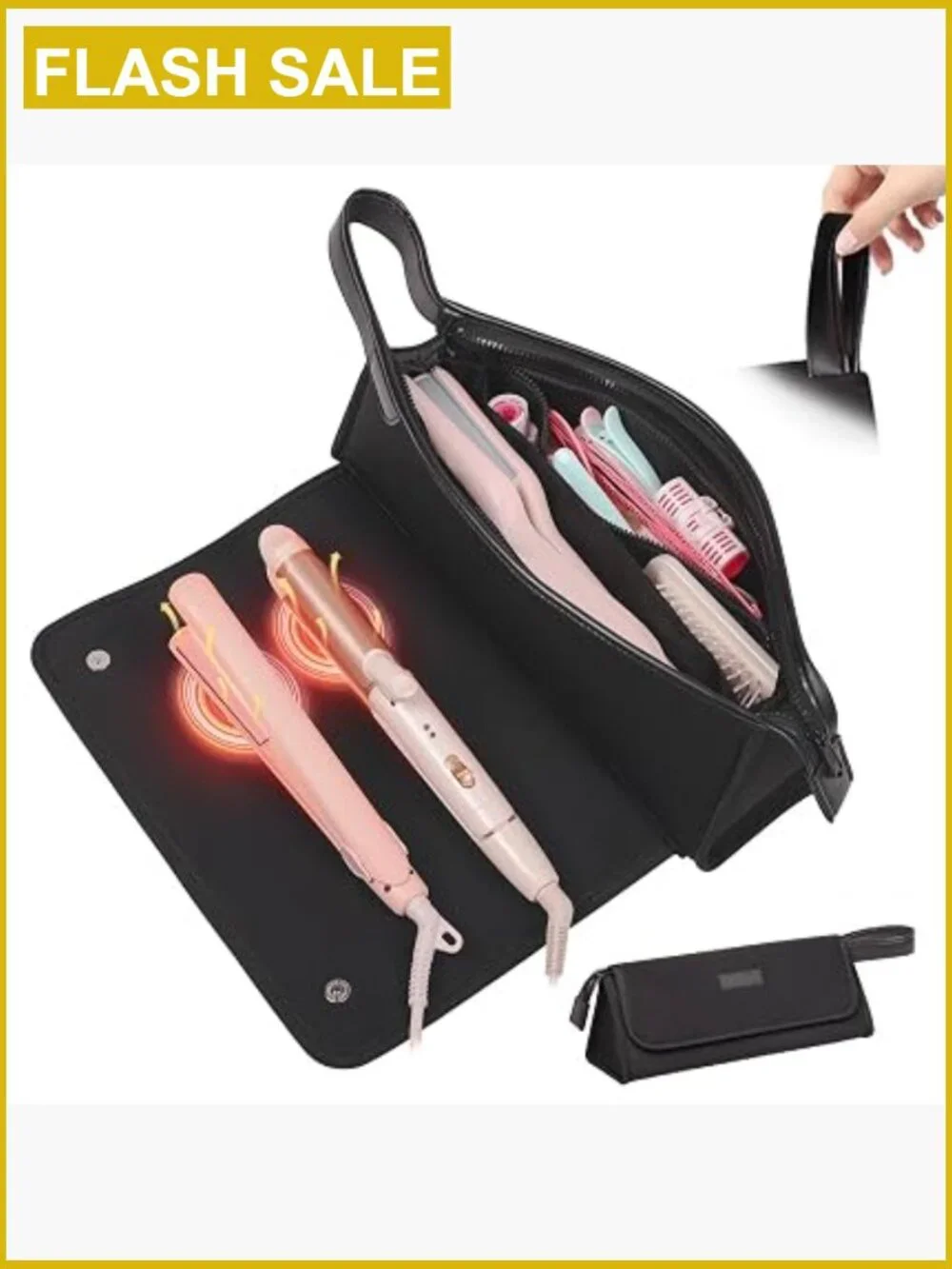 2 in 1 Hair Tools Travel Bag Heat Resistant Mat Organizer